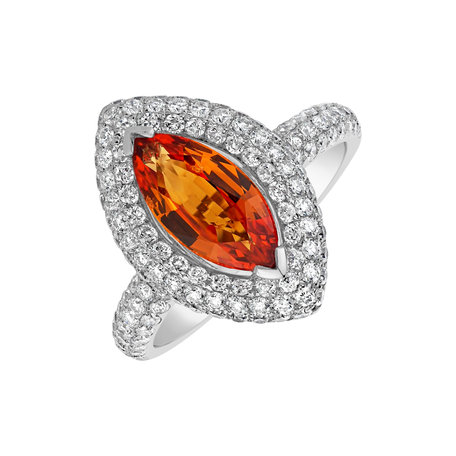 Diamond ring with Sapphire Lava Mountain