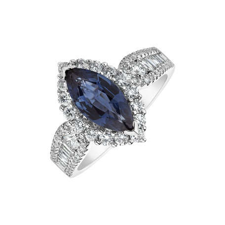 Diamond ring with Sapphire Moonlight sky