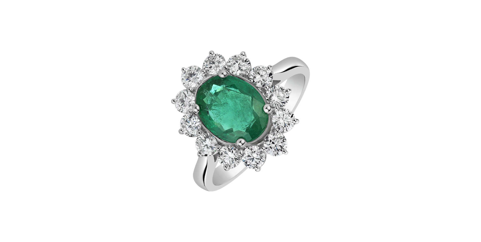 Diamond ring with Emerald Princess Aurora