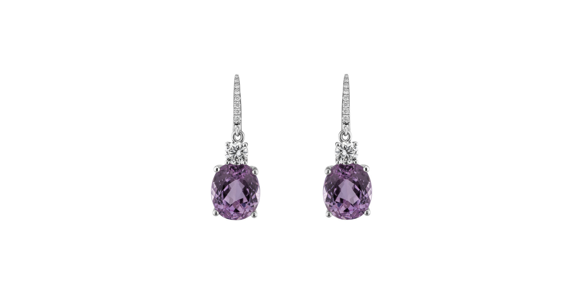Diamond earrings with Kunzite Princess Memory