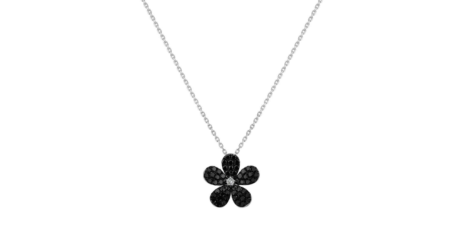 Pendant with black and white diamonds Sunshine Daisy