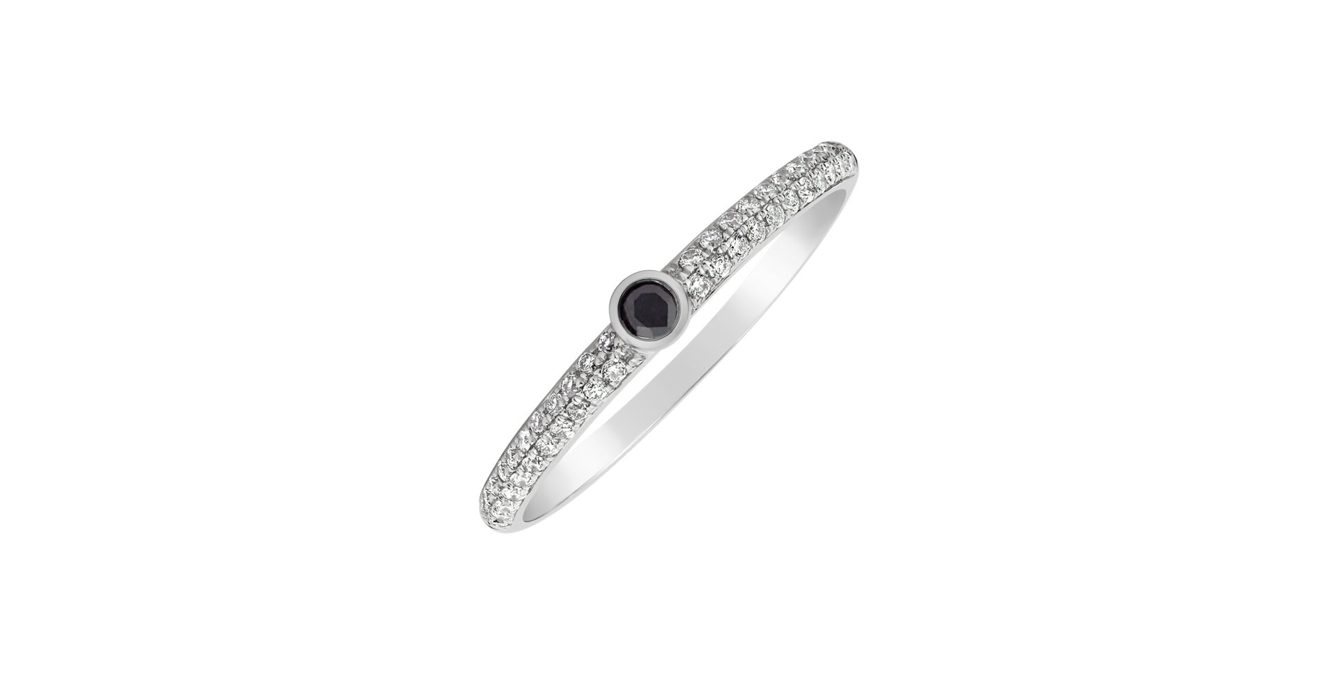 Ring with black and white diamonds Angel Ray