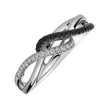 Ring with black and white diamonds Vivid Elegance