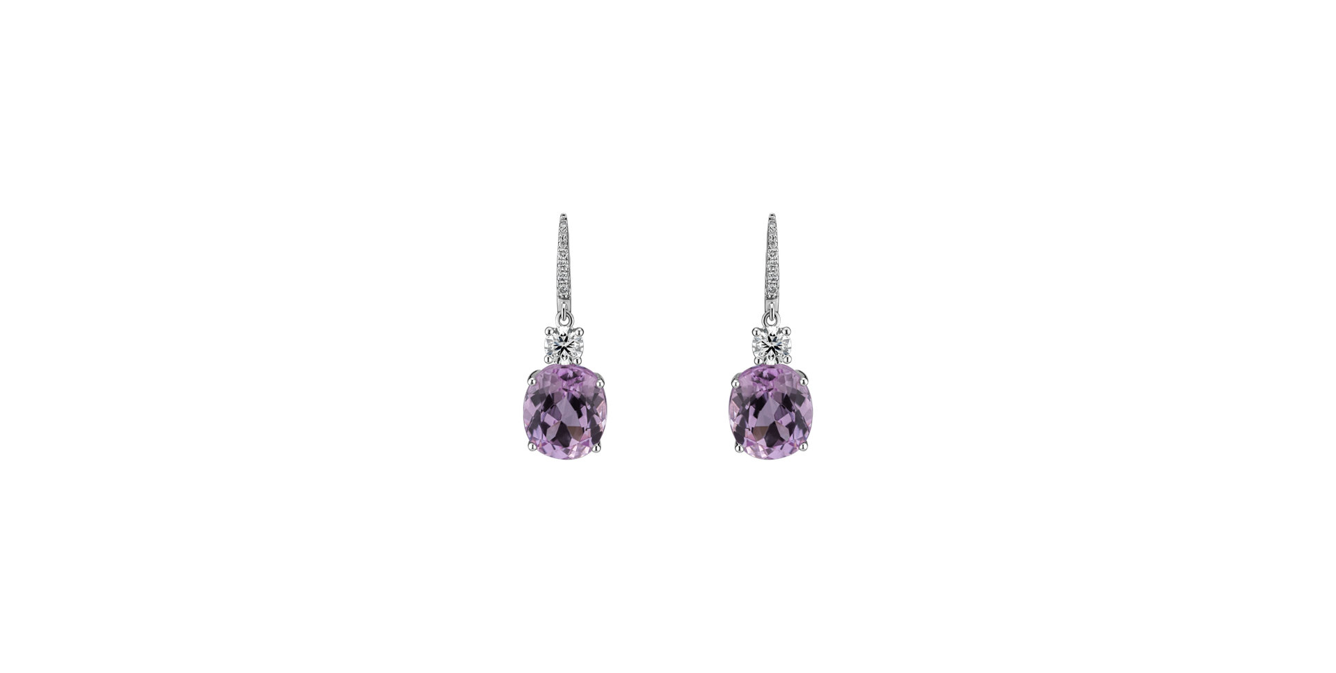 Diamond earrings with Kunzite Princess Memory