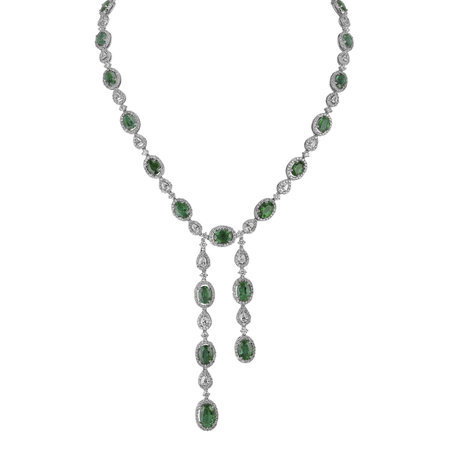 Diamond necklace with Emerald Emerald Ribbon