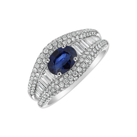 Diamond ring with Sapphire Magnolia