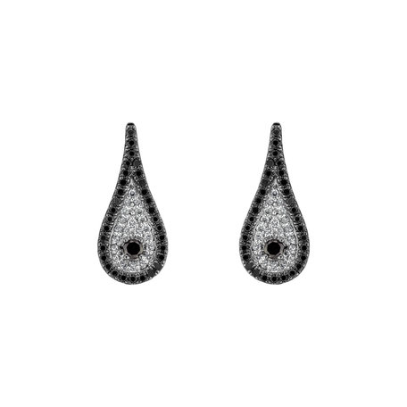 Earrings with black and white diamonds Tears of Joy