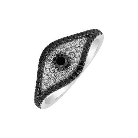 Ring with black and white diamonds Bright Vision