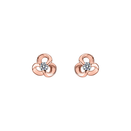 Diamond earrings Curled Flower
