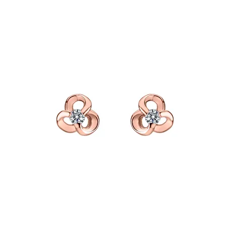 Diamond earrings Curled Flower