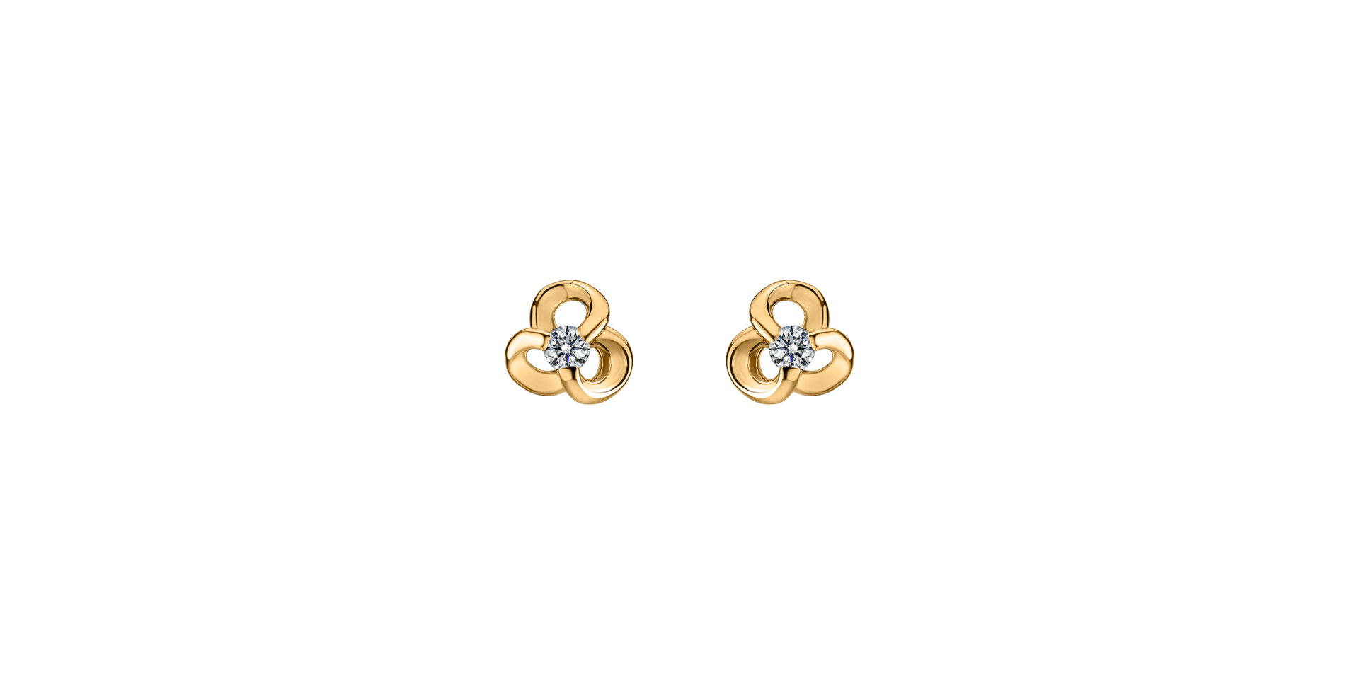 Diamond earrings Curled Flower
