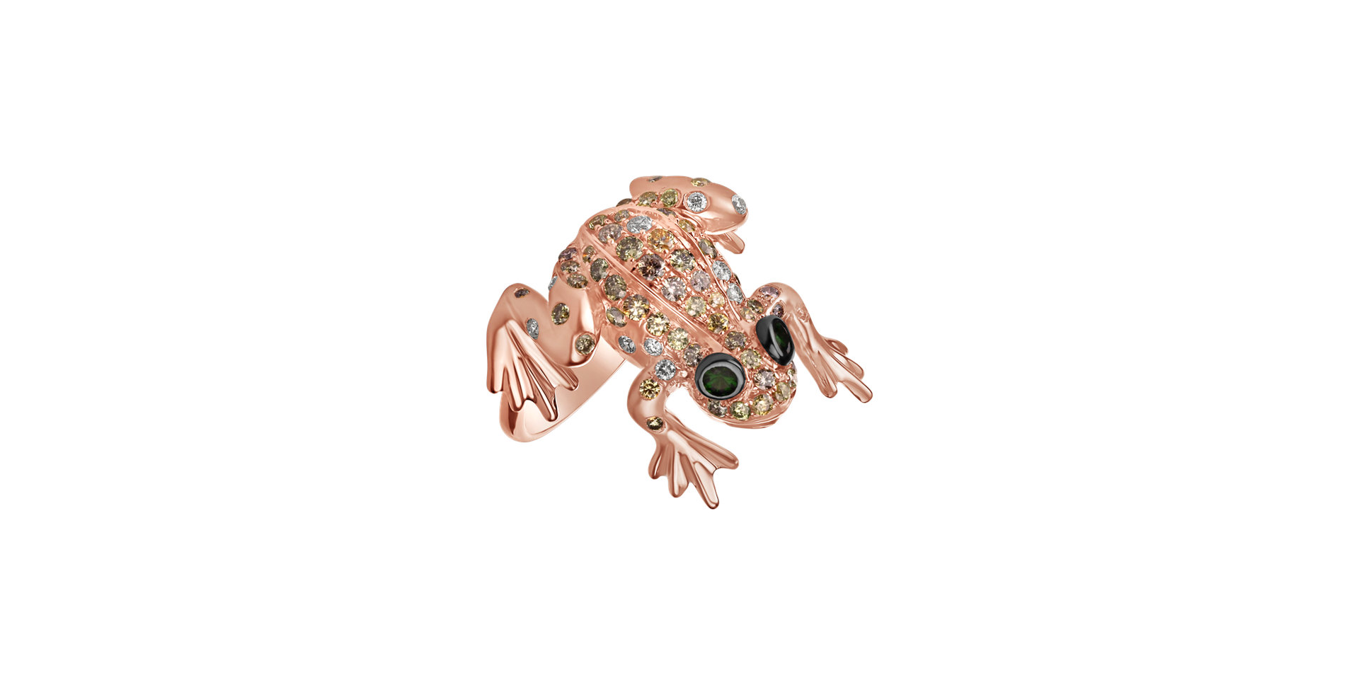 Ring with brown diamonds and Garnet Frog Prince