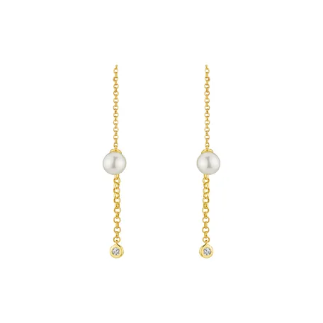 Diamond earrings with Pearl Ocean Deity
