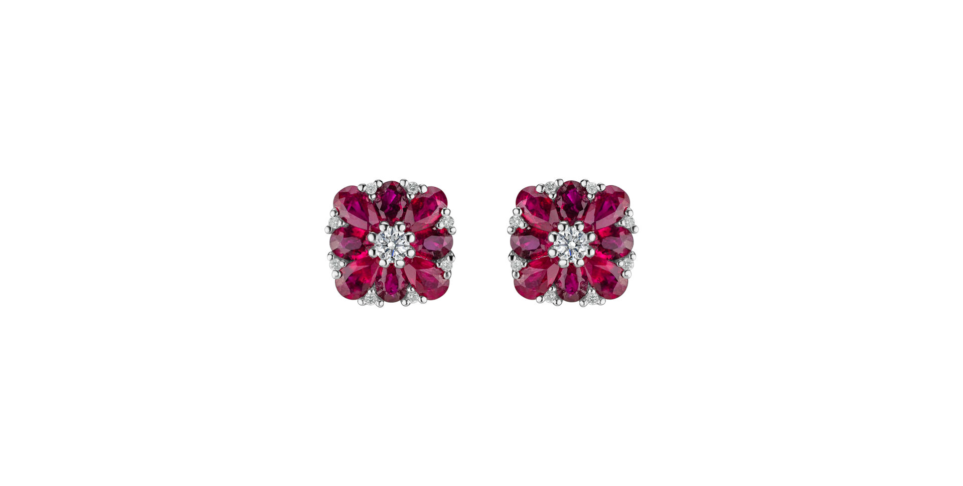 Diamond earrings and Ruby Magic Blossom