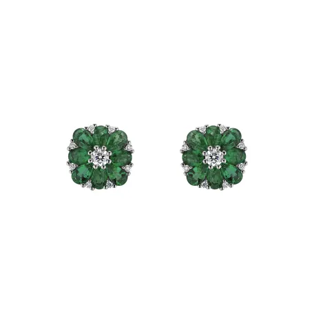 Diamond earrings and Emerald Simple Delight