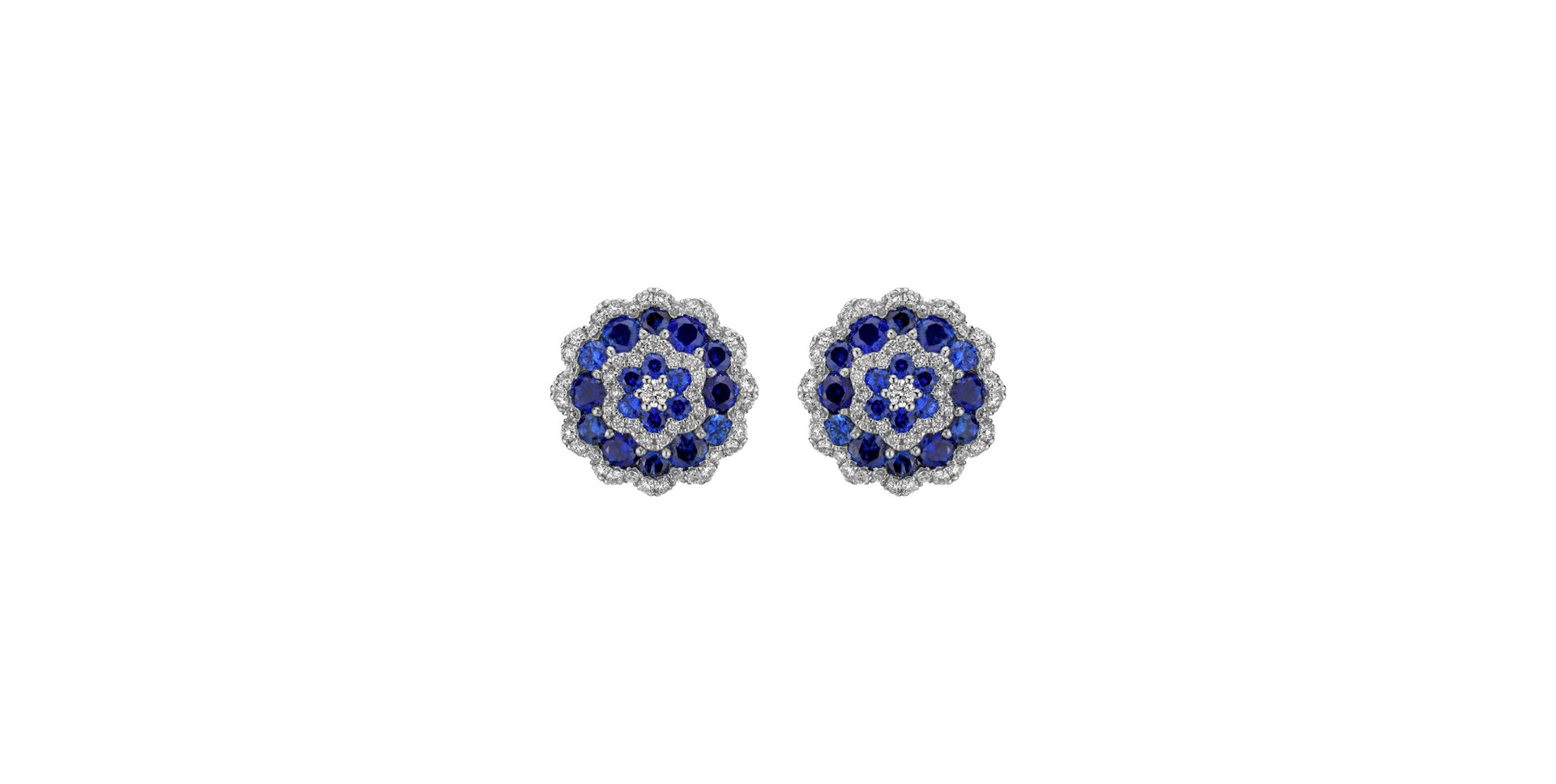 Diamond earrings and Sapphire Luxurious Mandala