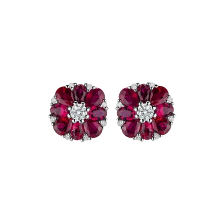 Diamond earrings and Ruby Red Blossom