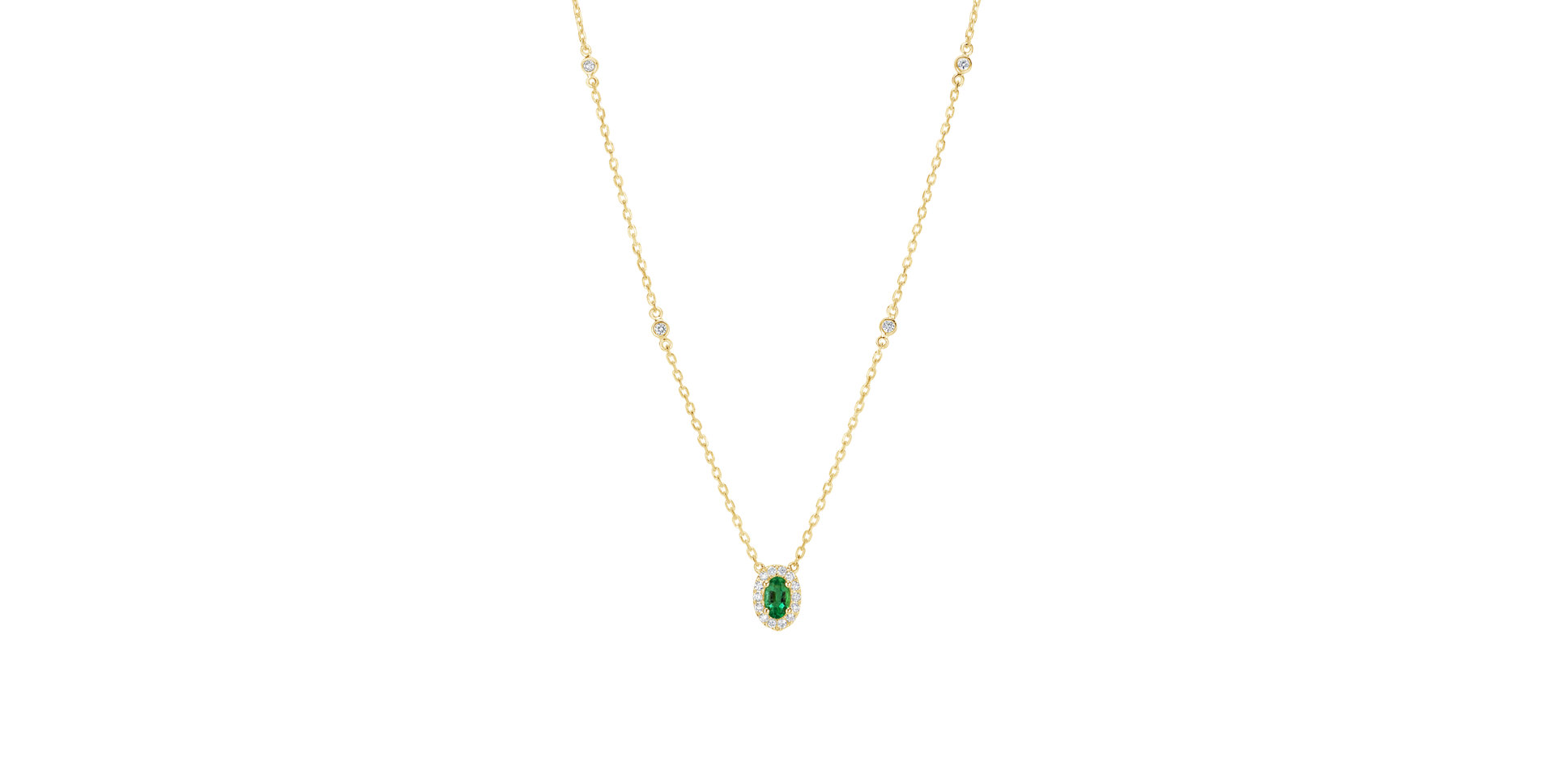 Diamond necklace with Emerald Space Gem