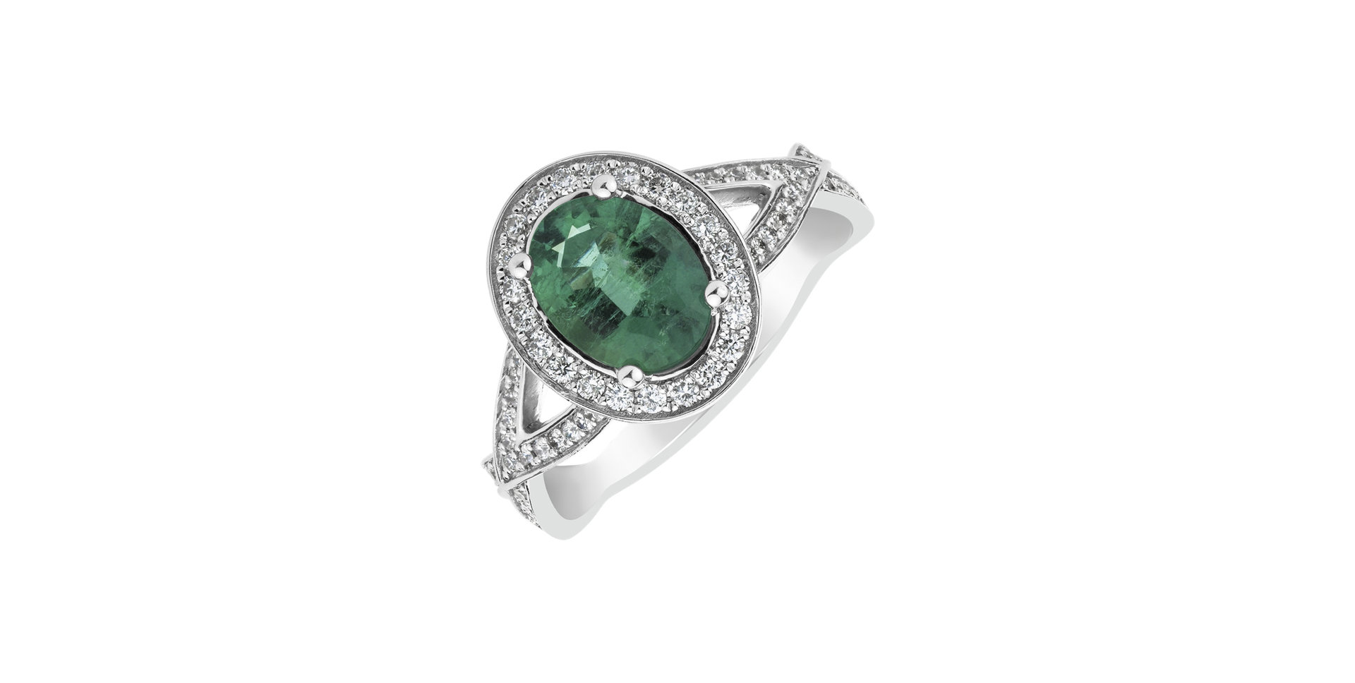 Diamond ring with Emerald Space Princess