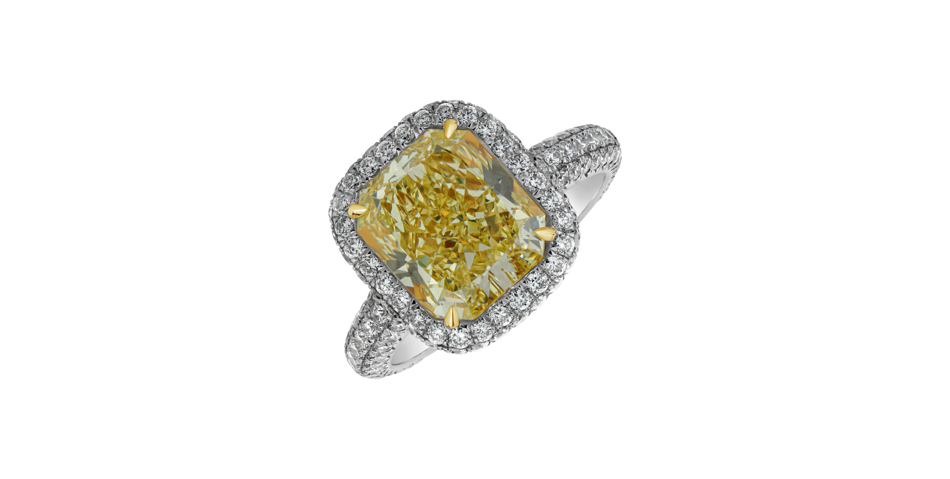 Ring with yellow and white diamonds Alchemy Gem