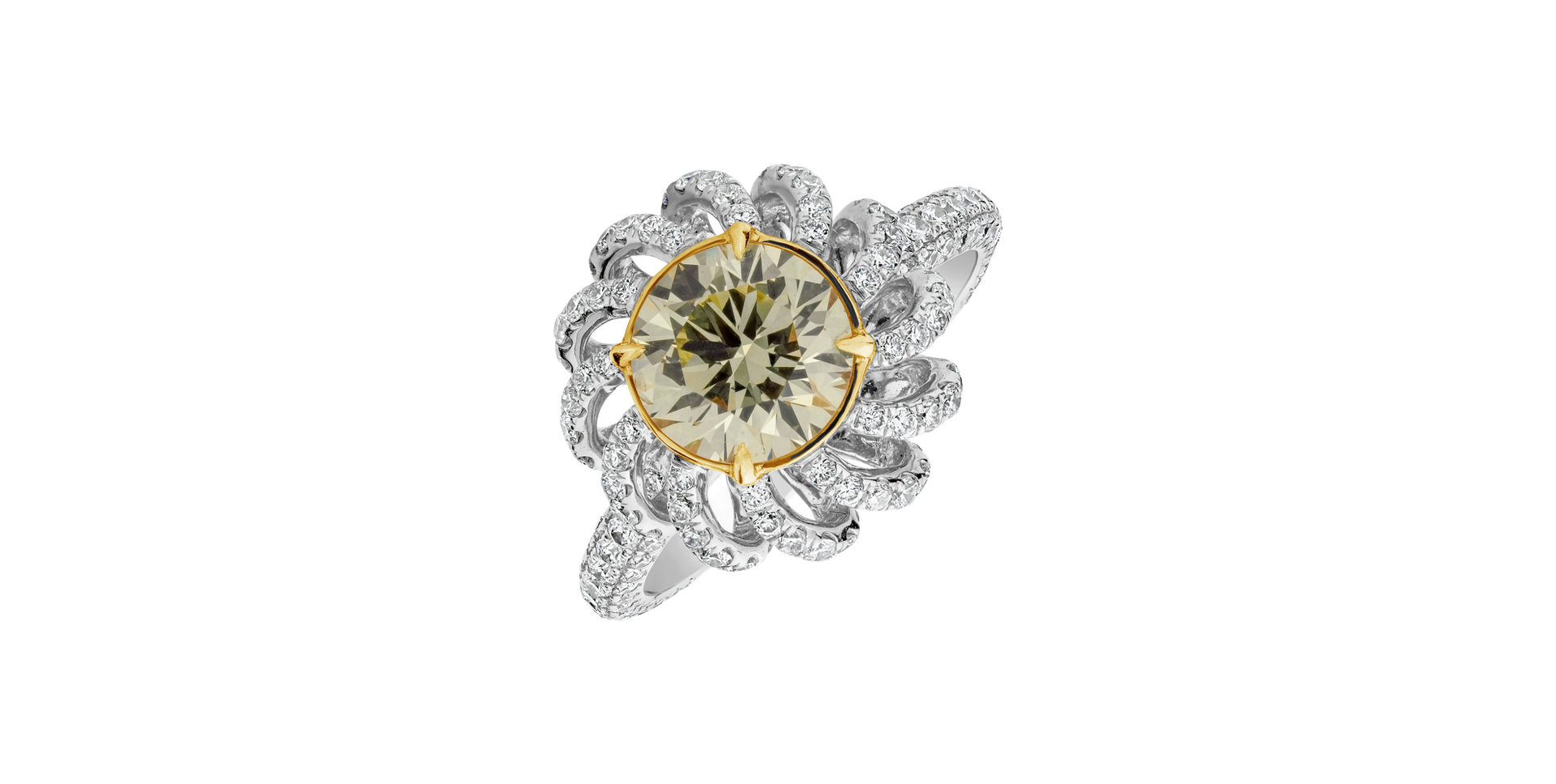 Ring with yellow and white diamonds Sun Guardian