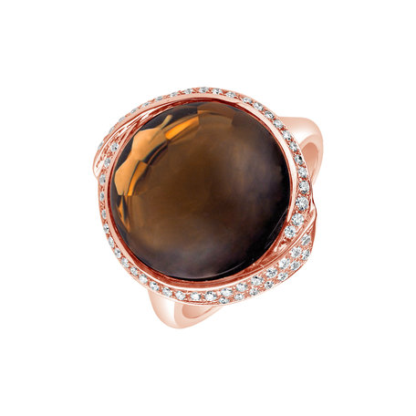 Diamond ring with Quartz Night Eye