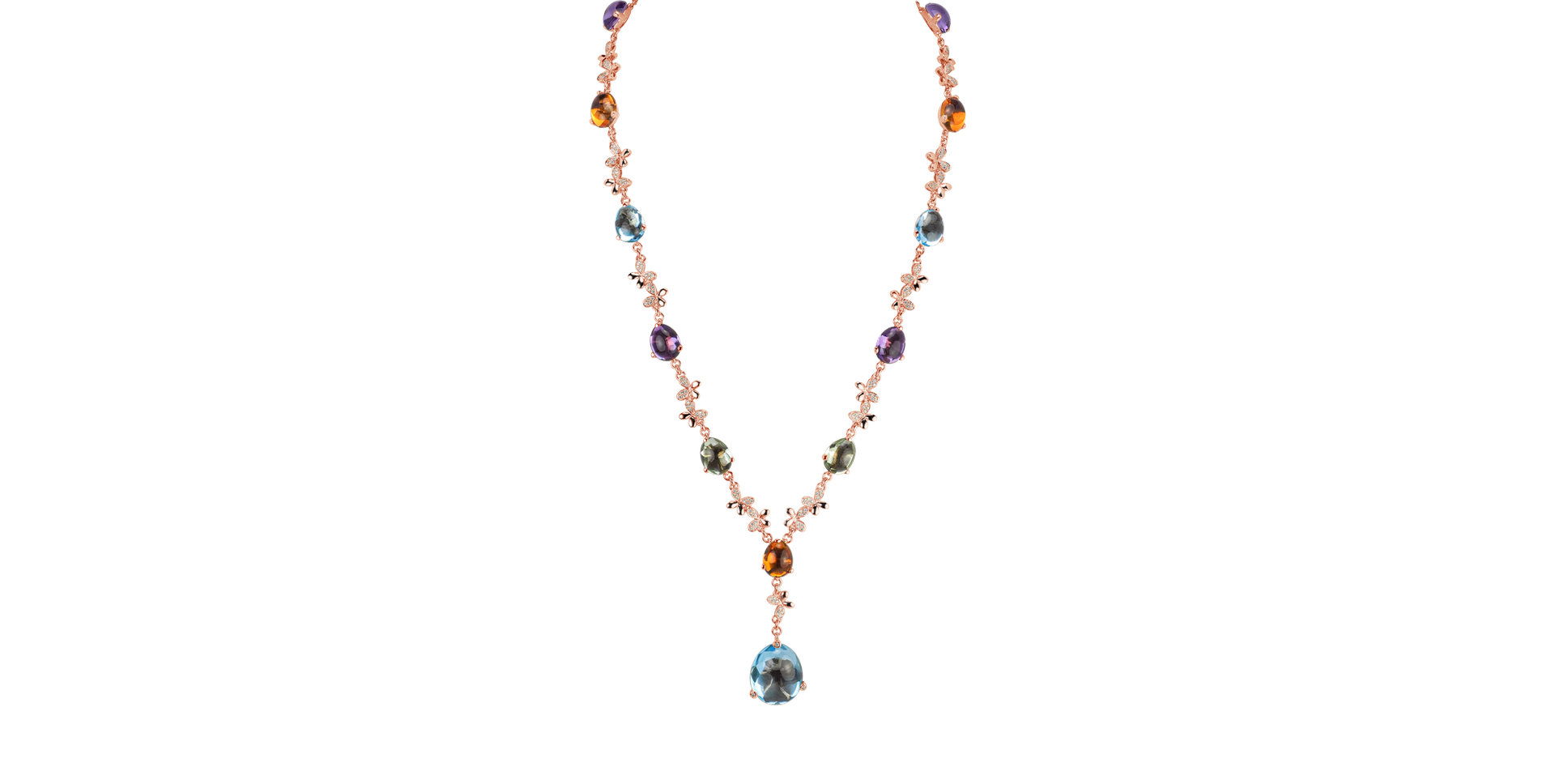 Diamond necklace with Amethyst,Topaz and Citrine Caesarean Guardian