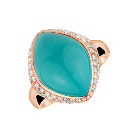 Diamond ring with Turquoise Ravishing Princess