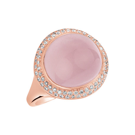 Diamond ring with Rose Quartz Terre