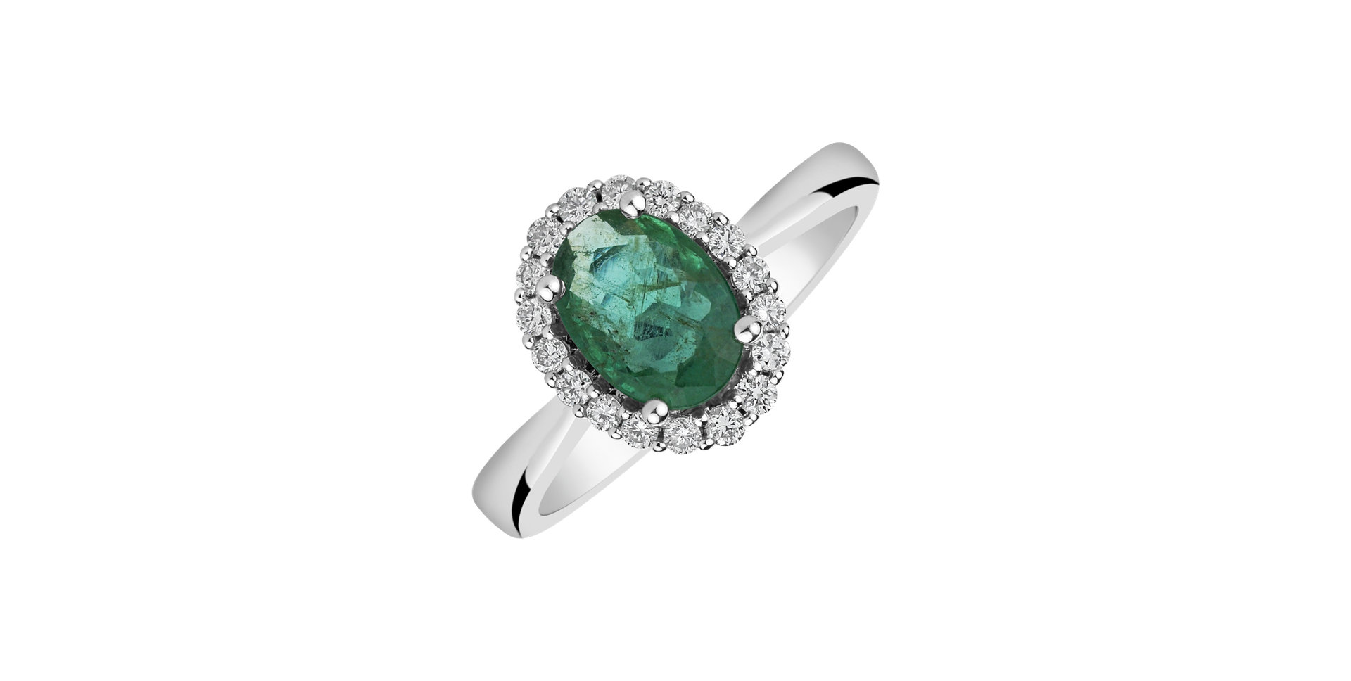 Diamond ring with Emerald Space Sin
