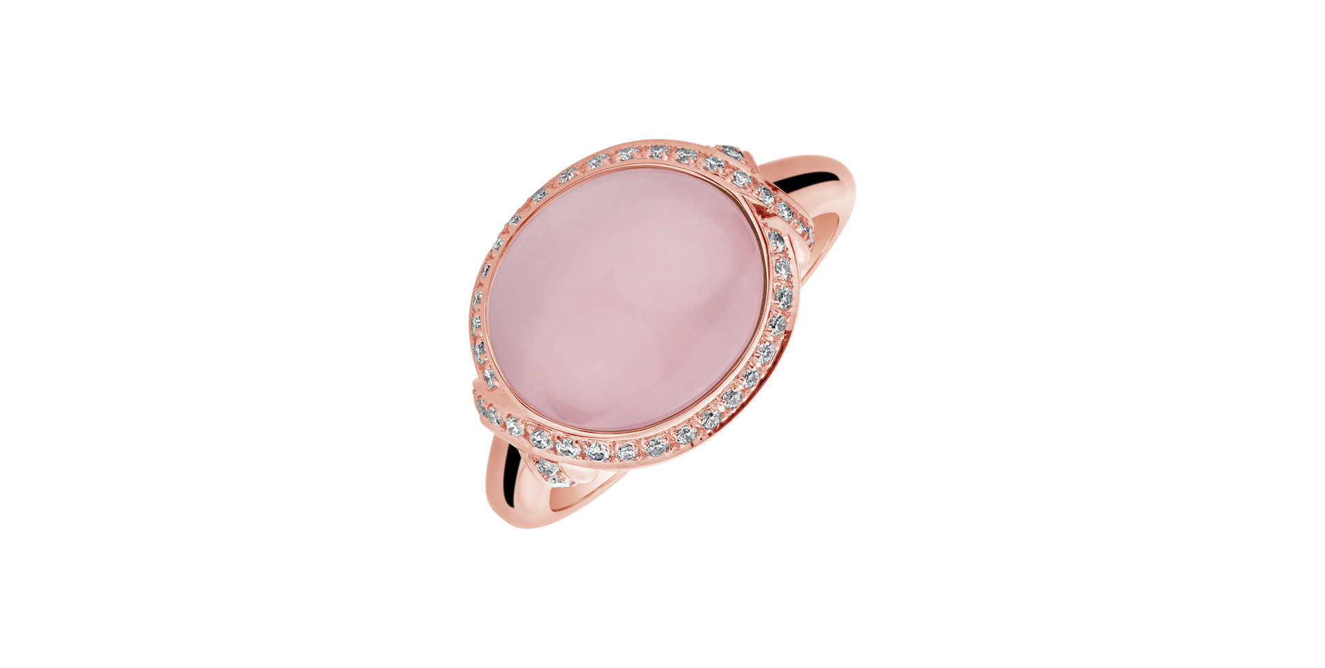 Diamond ring with Rose Quartz Gentle Devotion