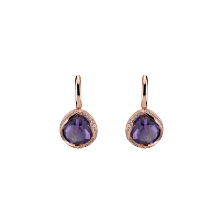 Diamond earrings with Amethyst Ambretta