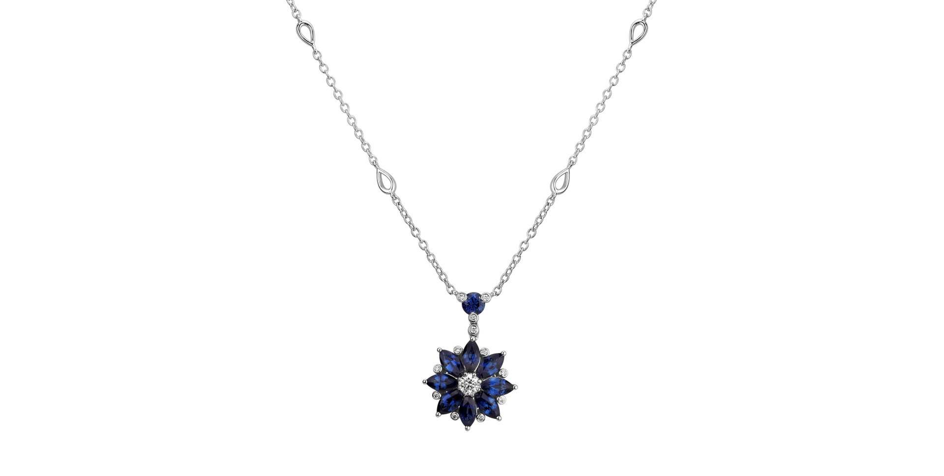 Diamond necklace with Sapphire Night Flower