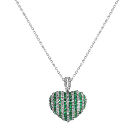 Diamond pendant with Emerald Love Passion