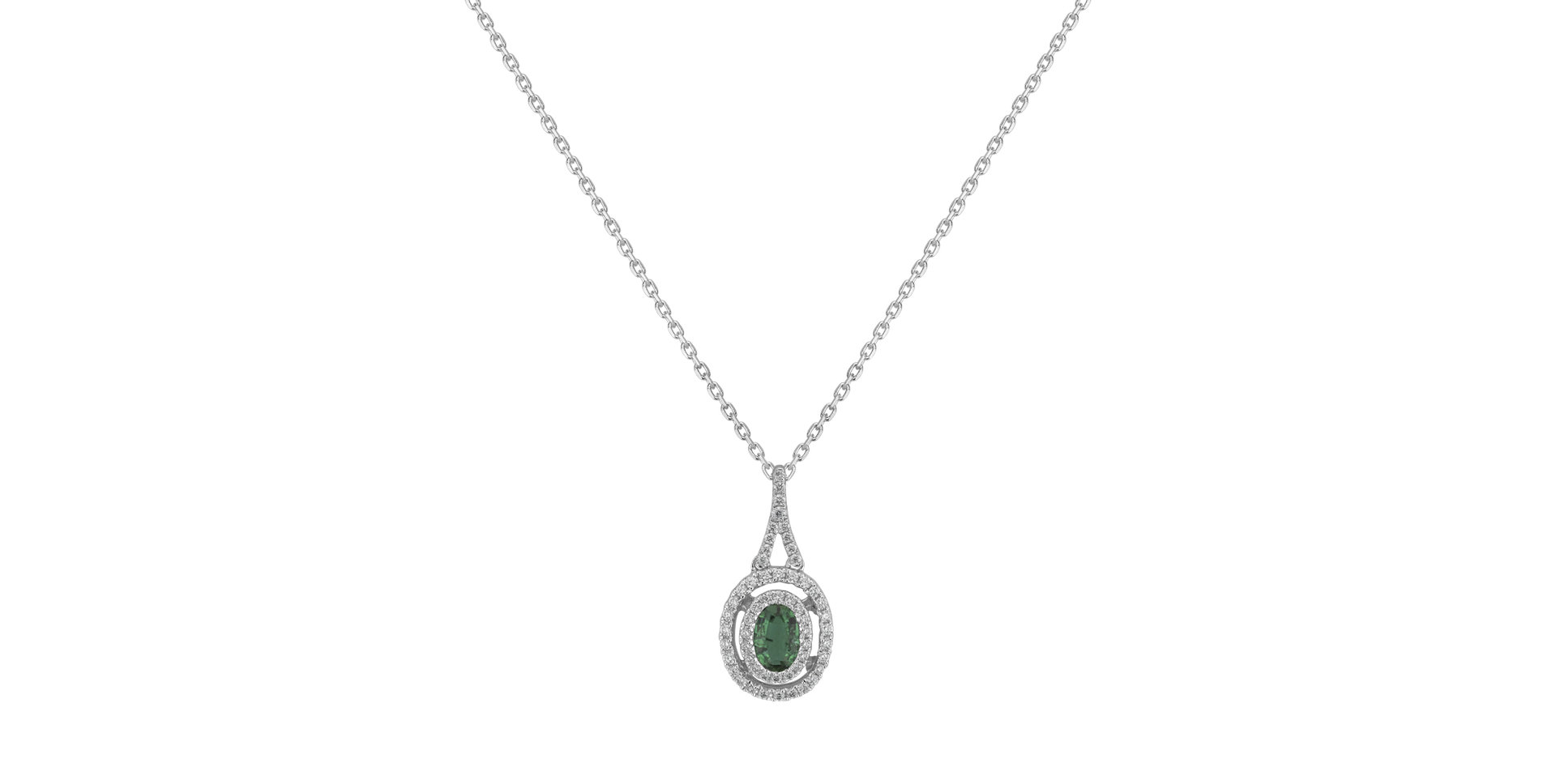 Diamond pendant with Emerald Confrontation