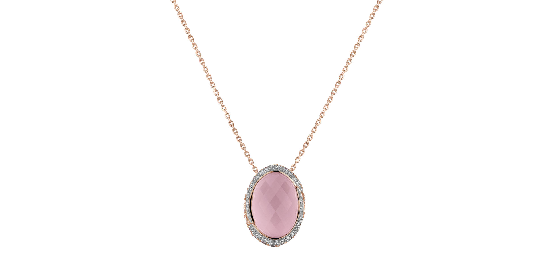 Diamond pendant with Rose Quartz Enchanted Lullaby