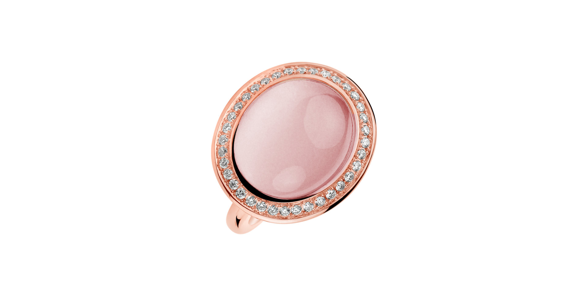 Diamond ring with Rose Quartz Spring Eye