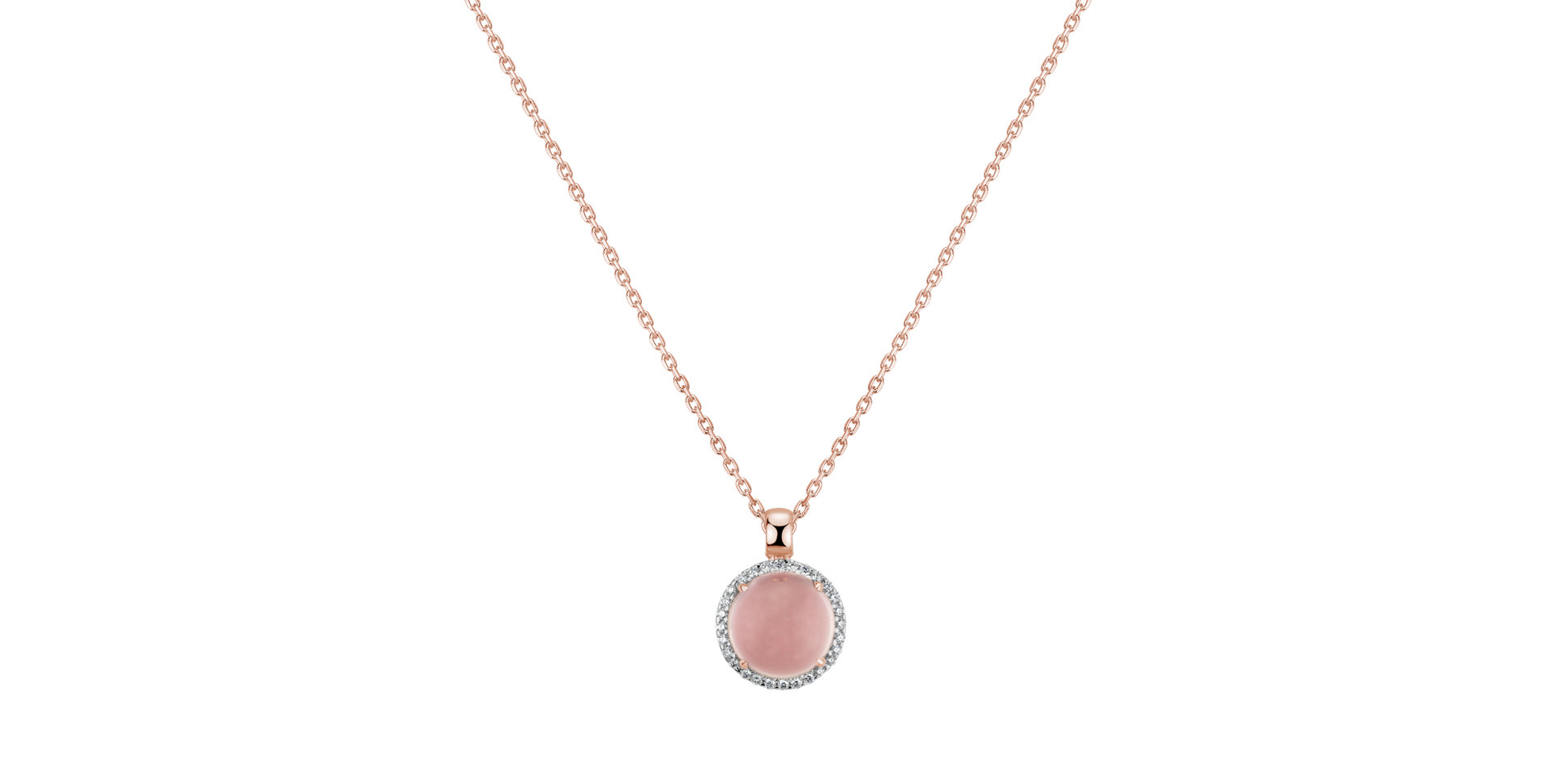 Diamond pendant with Rose Quartz Douce Fleur