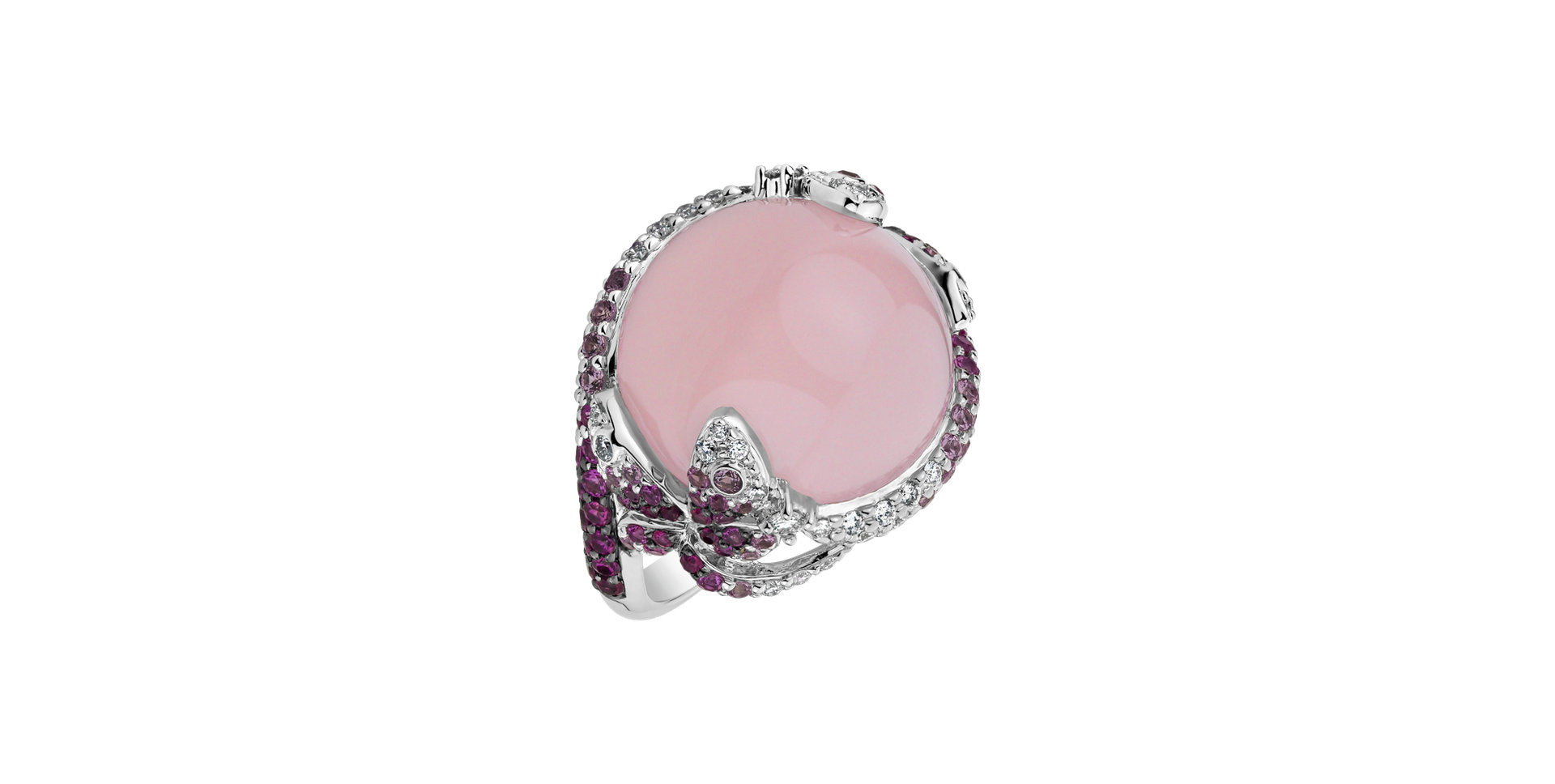 Diamond ring with Sapphire and Rose Quartz Adorable Ladyship