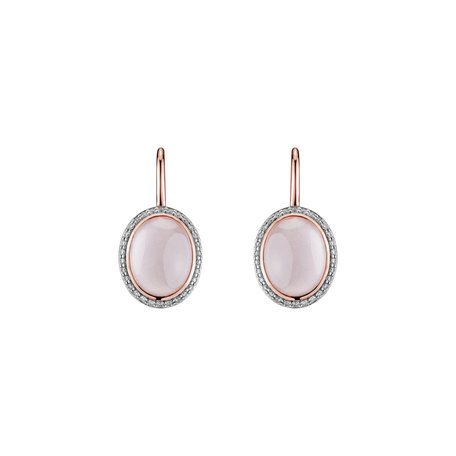 Diamond earrings with Rose Quartz Zahara