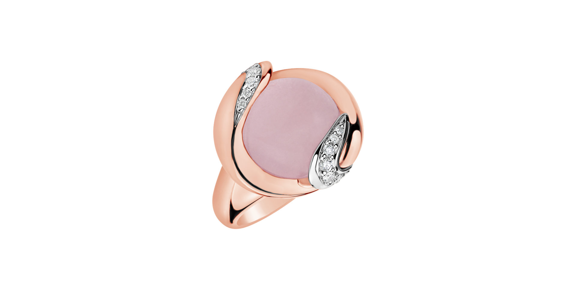 Diamond ring with Rose Quartz Magic Pomp