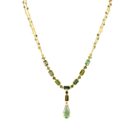 Diamond necklace with Prehnite and Tourmalíne. Caesarean Fantasy