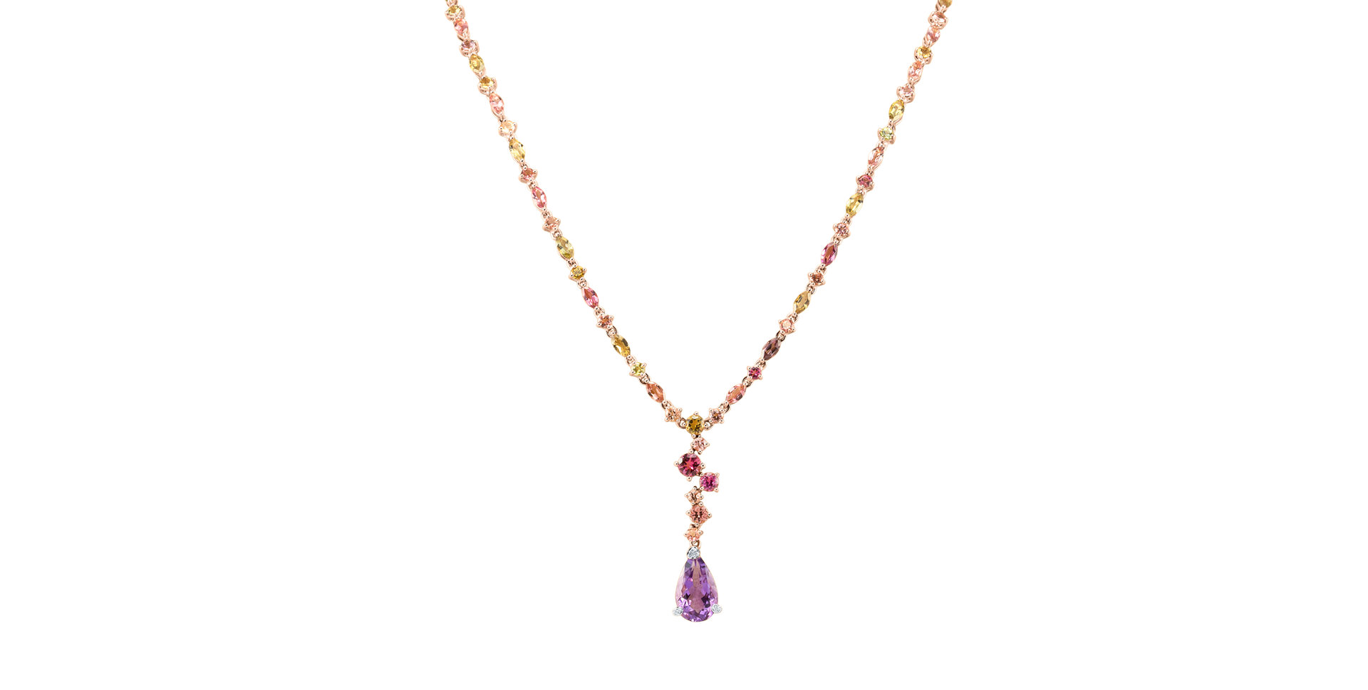 Diamond necklace with Tourmalíne and Amethyst Caesarean Signature