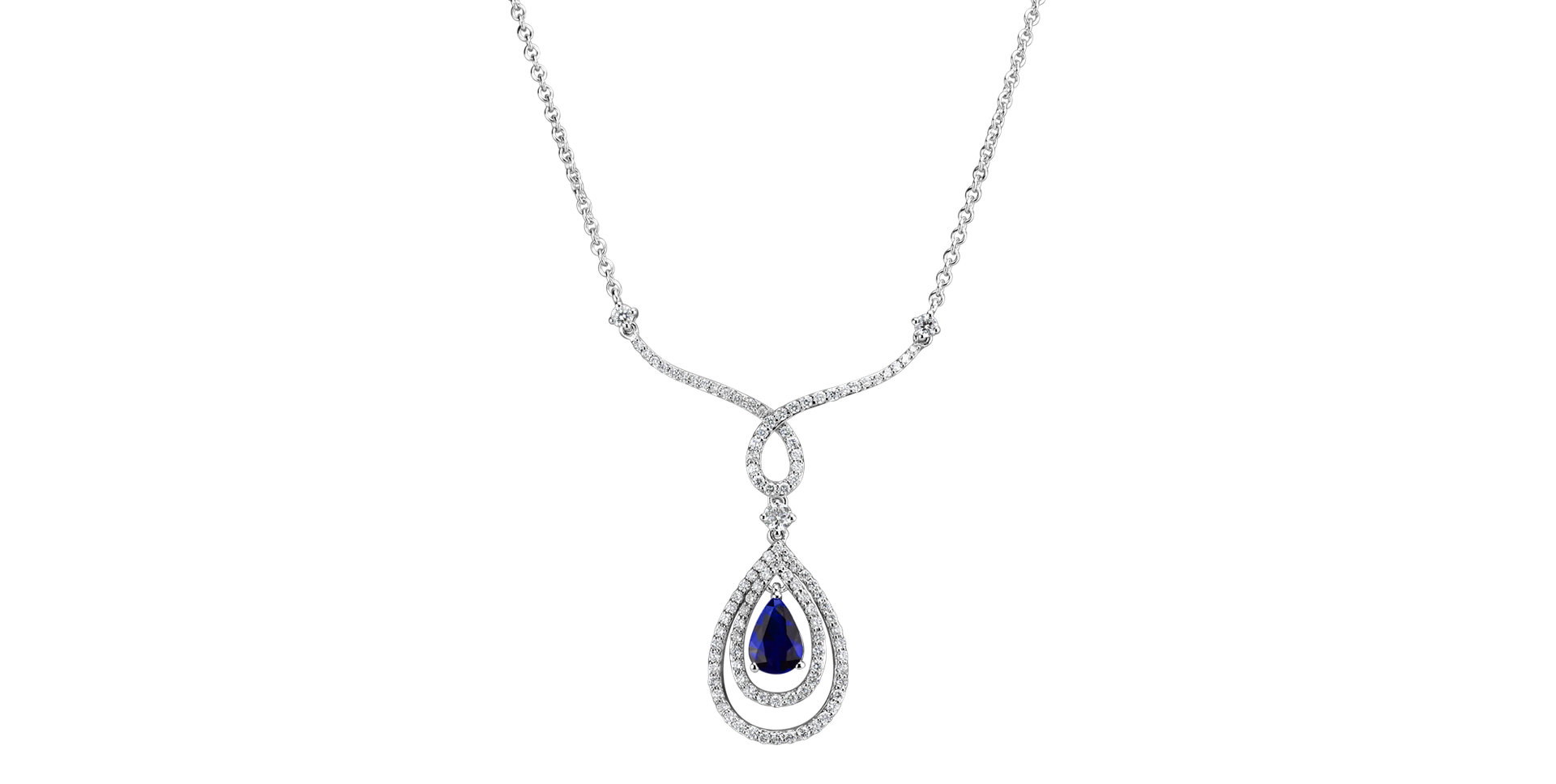 Diamond necklace with Tanzanite Ruby Tear
