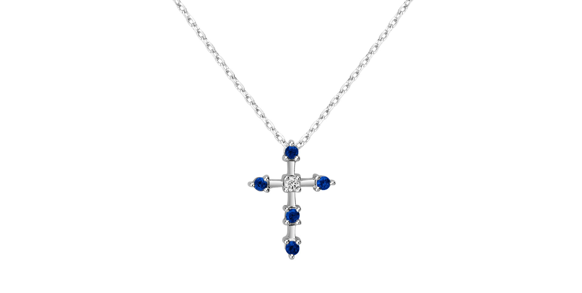 Diamond necklace with Sapphire Sparkling Cross