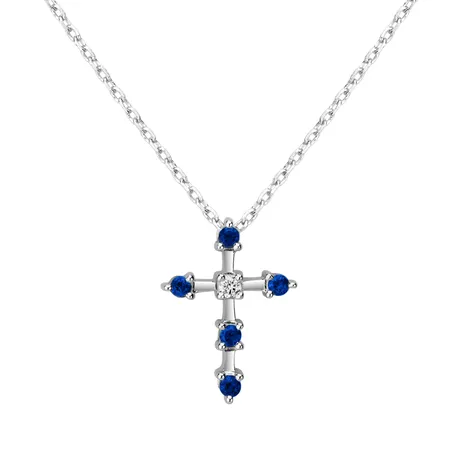 Diamond necklace with Sapphire Sparkling Cross