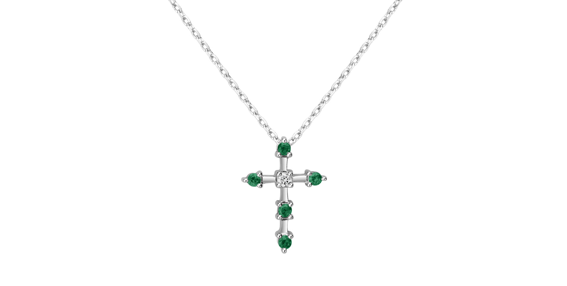 Diamond necklace with Emerald Sparkling Cross