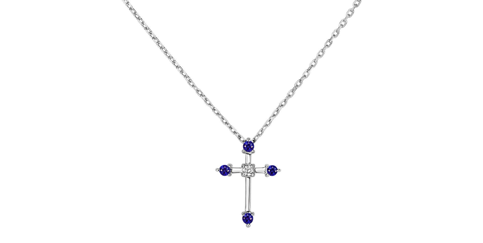 Diamond necklace with Sapphire Shiny Cross