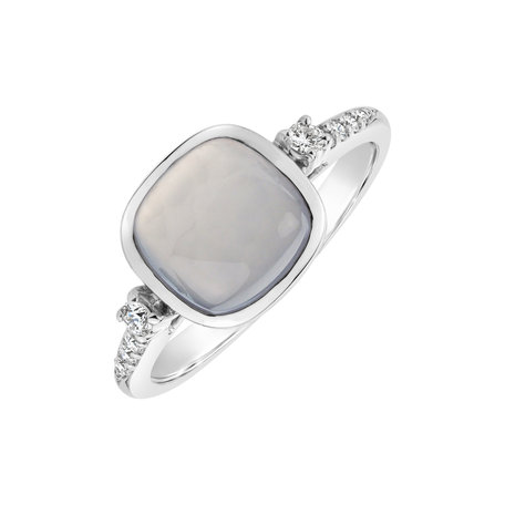 Diamond ring with Chalcedony Mistress Elegance