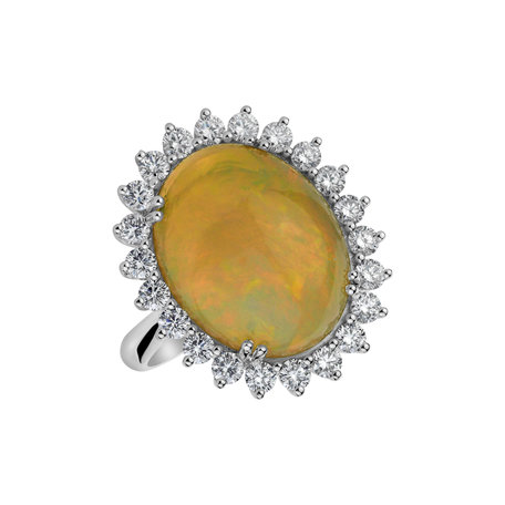 Diamond ring with Opal Diamond Czarina